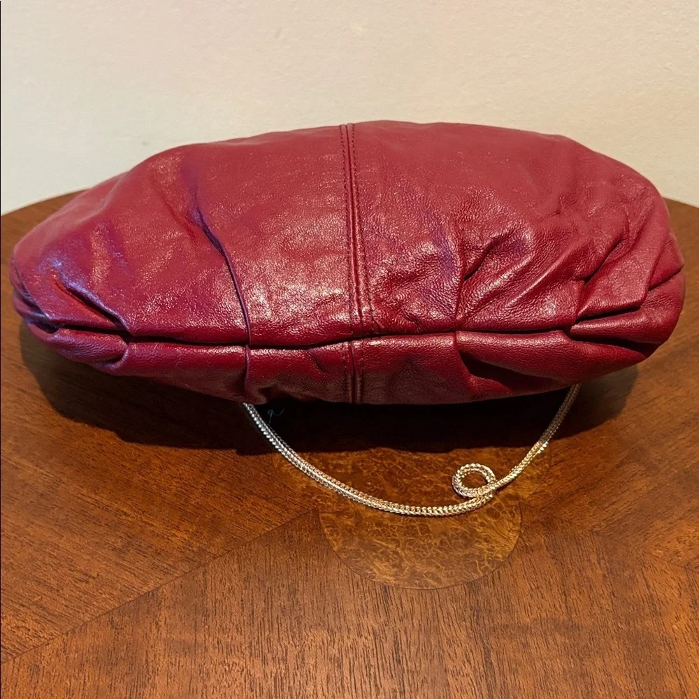 Italian Leather inside & out  Kisslock mini Bag  clutch  Crossbody bag burgundy